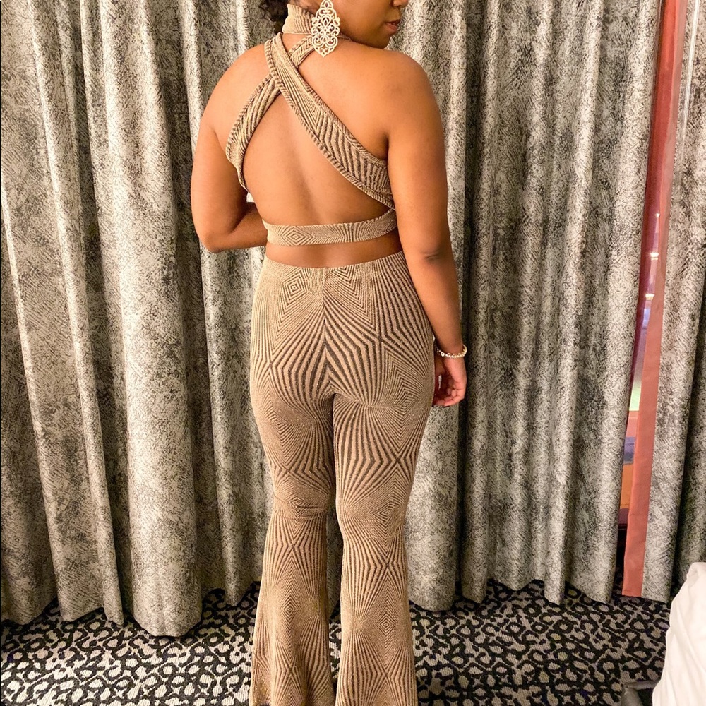 Fashionova 2 Piece Pants Crop Top Set! Sparkly